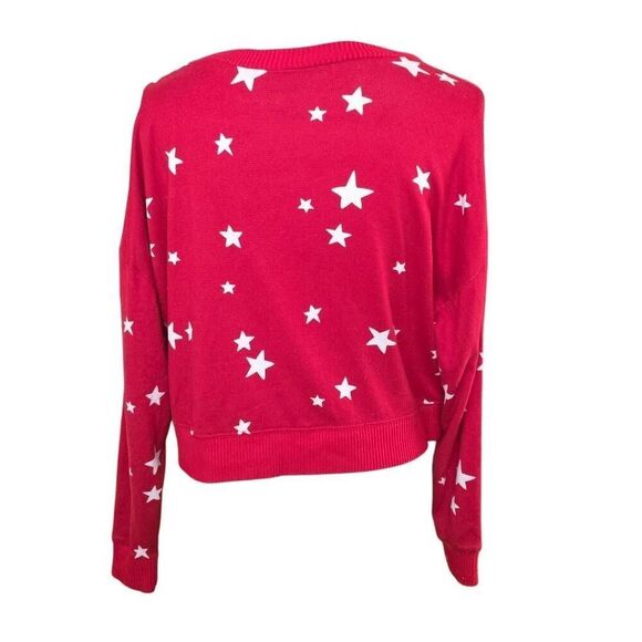 Gilly Hicks Women's Size XS Red White Star Print Soft Cropped Sweatshirt - Picture 5 of 5